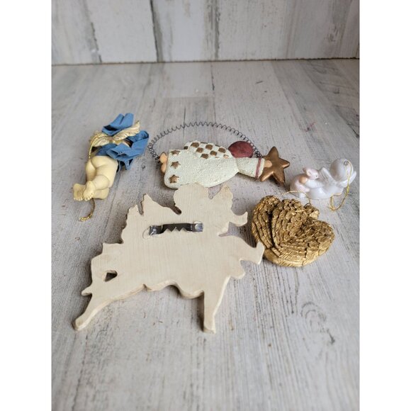 Angelic cherub ornament Xmas religious set Bunny unique - Picture 9 of 9